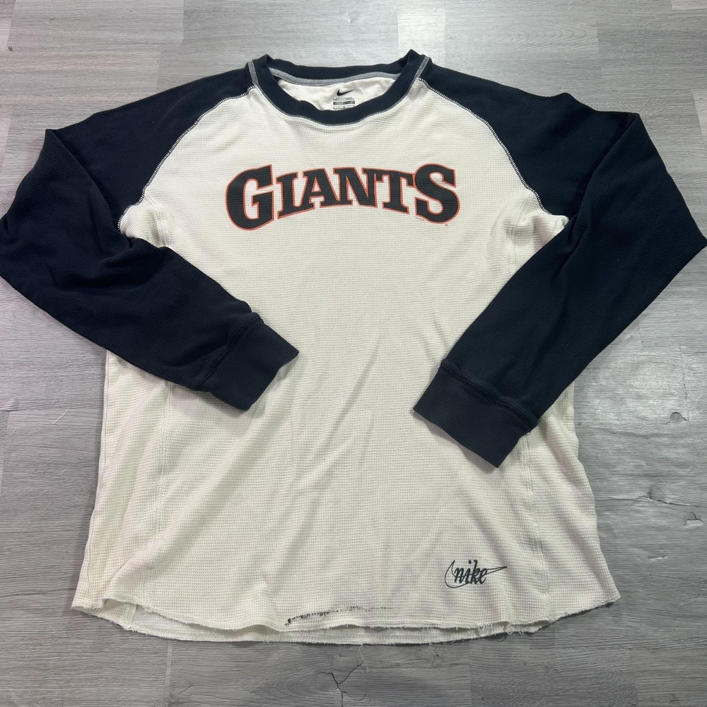 San Francisco Giants Shirt Mens Large White MLB Baseball Nike Waffle Thermal